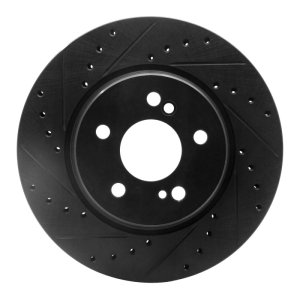 Mercedes-Benz 600SL Brake Rotor (1) - Rear Left - R1 Concepts - Drilled & Slotted - Black - `93-`02